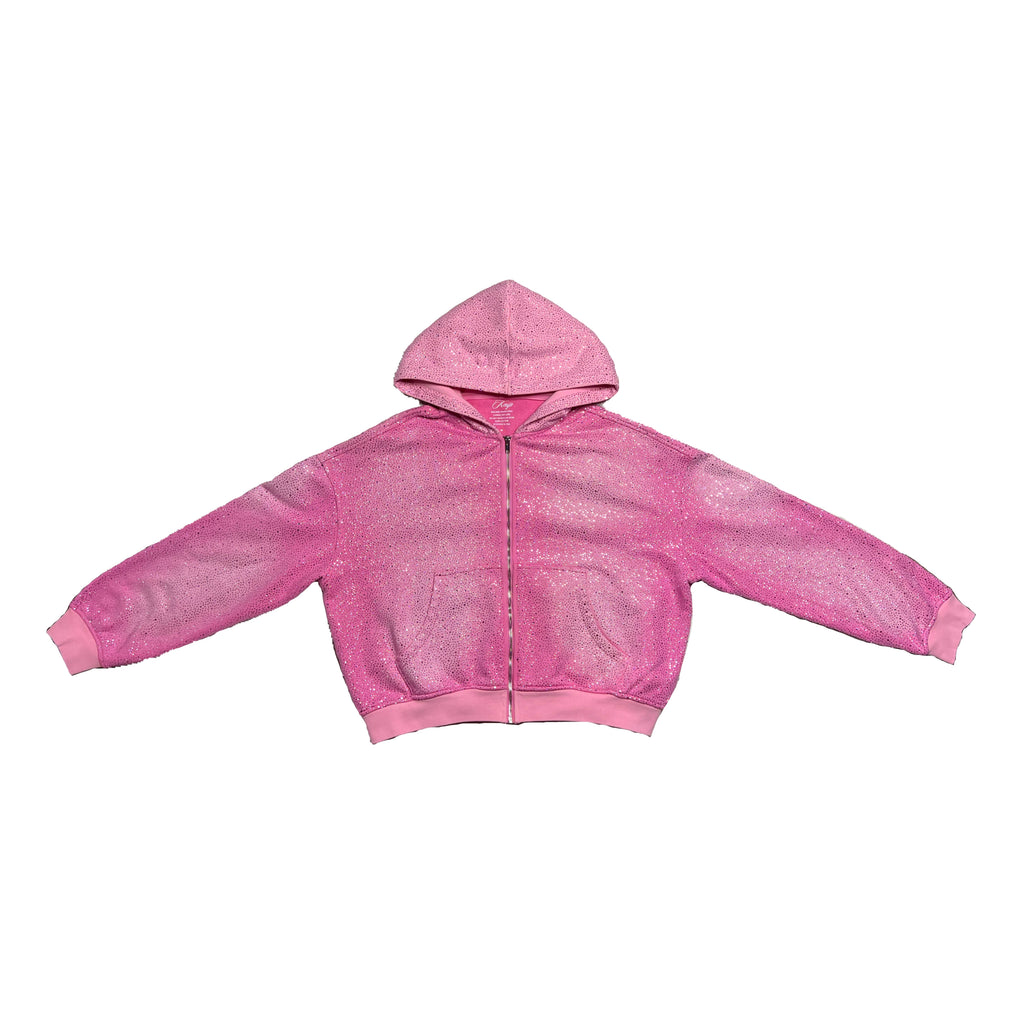 PINK SUN WASH EMBELLISHED ZIP UP